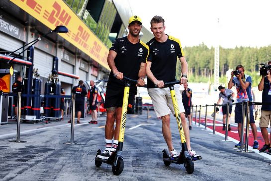 (L to R): Daniel Ricciardo (AUS) Renault F1 Team and Nico Hulkenberg (GER) Renault F1 Team on scooters.
27.06.2019. Formula 1 World Championship, Rd 9, Austrian Grand Prix, Spielberg, Austria, Preparation Day.
- www.xpbimages.com, EMail: requests@xpbimages.com - copy of publication required for printed pictures. Every used picture is fee-liable. © Copyright: Moy / XPB Images