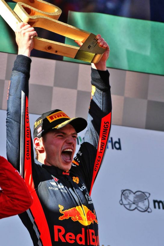 Race winner Max Verstappen (NLD) Red Bull Racing celebrates on the podium.
30.06.2019 Formula 1 World Championship, Rd 9, Austrian Grand Prix, Spielberg, Austria, Race Day.
- www.xpbimages.com, EMail: requests@xpbimages.com - copy of publication required for printed pictures. Every used picture is fee-liable. © Copyright: Moy / XPB Images