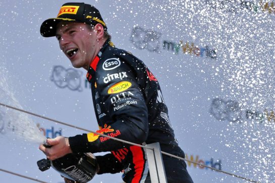 Race winner Max Verstappen (NLD) Red Bull Racing celebrates on the podium.
30.06.2019 Formula 1 World Championship, Rd 9, Austrian Grand Prix, Spielberg, Austria, Race Day.
- www.xpbimages.com, EMail: requests@xpbimages.com - copy of publication required for printed pictures. Every used picture is fee-liable. © Copyright: Moy / XPB Images