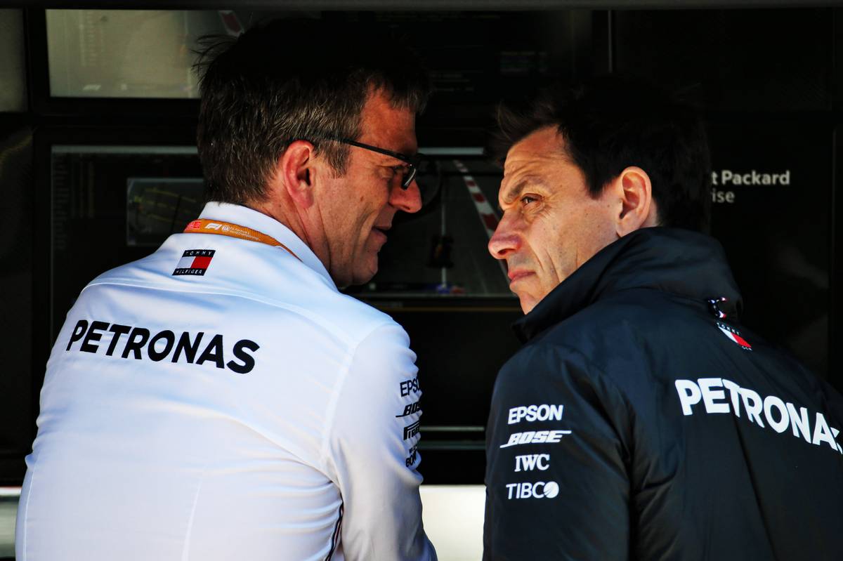 James Allison (GBR) Mercedes AMG F1 Technical Director with Toto Wolff (GER) Shareholder and Executive Director of Mercedes AMG F1.
