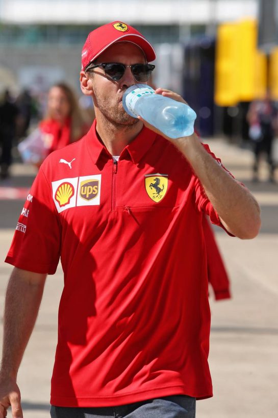 Sebastian Vettel (GER) Ferrari.
11.07.2019. Formula 1 World Championship, Rd 10, British Grand Prix, Silverstone, England, Preparation Day.
- www.xpbimages.com, EMail: requests@xpbimages.com - copy of publication required for printed pictures. Every used picture is fee-liable. © Copyright: Moy / XPB Images
