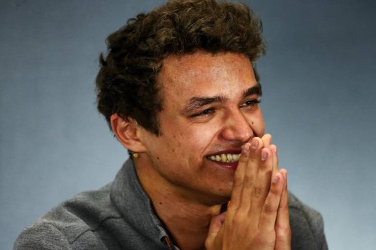 Lando Norris (GBR) McLaren in the FIA Press Conference.
11.07.2019. Formula 1 World Championship, Rd 10, British Grand Prix, Silverstone, England, Preparation Day.
- www.xpbimages.com, EMail: requests@xpbimages.com - copy of publication required for printed pictures. Every used picture is fee-liable. © Copyright: Photo4 / XPB Images