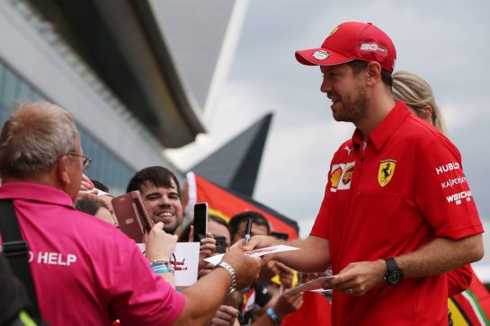 Sebastian Vettel (GER) Ferrari SF90.
11.07.2019. Formula 1 World Championship, Rd 10, British Grand Prix, Silverstone, England, Preparation Day.
- www.xpbimages.com, EMail: requests@xpbimages.com - copy of publication required for printed pictures. Every used picture is fee-liable. © Copyright: Batchelor / XPB Images