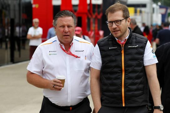 (L to R): Zak Brown (USA) McLaren Executive Director with Andreas Seidl, McLaren Managing Director.
13.07.2019. Formula 1 World Championship, Rd 10, British Grand Prix, Silverstone, England, Qualifying Day.
- www.xpbimages.com, EMail: requests@xpbimages.com - copy of publication required for printed pictures. Every used picture is fee-liable. © Copyright: Batchelor / XPB Images