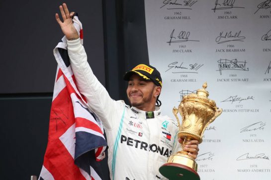 1st place Lewis Hamilton (GBR) Mercedes AMG F1 W10.14.07.2019. Formula 1 World Championship, Rd 10, British Grand Prix, Silverstone, England, Race Day.- www.xpbimages.com, EMail: requests@xpbimages.com - copy of publication required for printed pictures. Every used picture is fee-liable. © Copyright: Batchelor / XPB Images