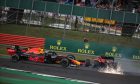 Sebastian Vettel (GER) Ferrari SF90 crashes into the back of Max Verstappen (NLD) Red Bull Racing RB15.