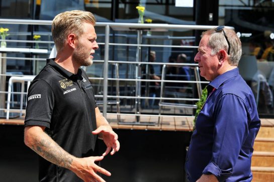 (L to R): Kevin Magnussen (DEN) Haas F1 Team with Martin Brundle (GBR) Sky Sports Commentator.
25.07.2019. Formula 1 World Championship, Rd 11, German Grand Prix, Hockenheim, Germany, Preparation Day.
- www.xpbimages.com, EMail: requests@xpbimages.com - copy of publication required for printed pictures. Every used picture is fee-liable. © Copyright: Moy / XPB Images
