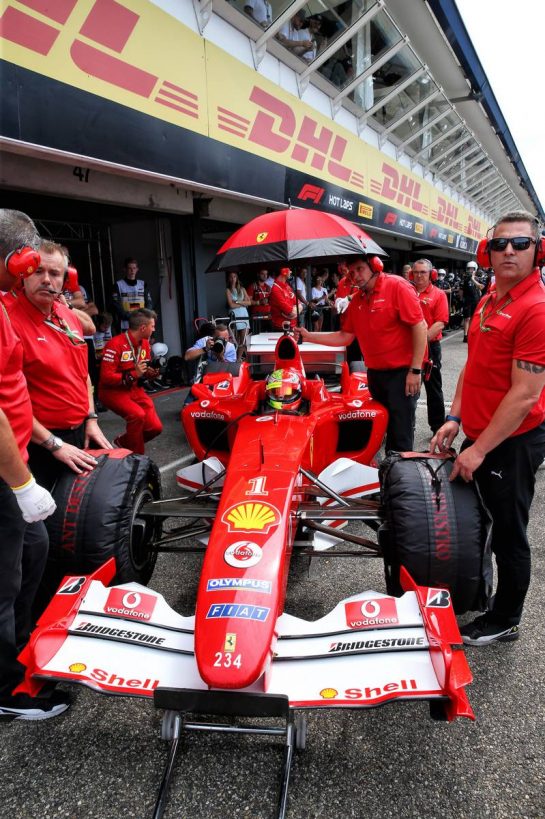 Mick Schumacher (GER) Ferrari Test Driver in the Ferrari F2003-GA driven by his father Michael Schumacher.
27.07.2019. Formula 1 World Championship, Rd 11, German Grand Prix, Hockenheim, Germany, Qualifying Day.
- www.xpbimages.com, EMail: requests@xpbimages.com - copy of publication required for printed pictures. Every used picture is fee-liable. © Copyright: Batchelor / XPB Images
