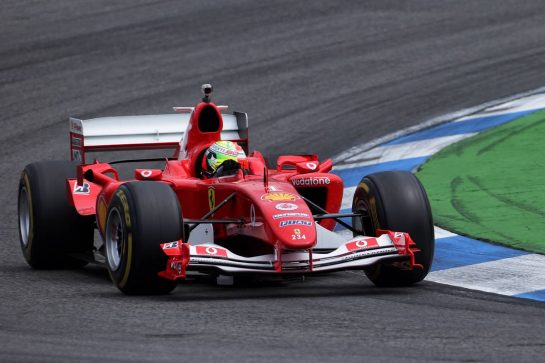 Mick Schumacher (GER) Ferrari Test Driver in the Ferrari F2003-GA driven by his father Michael Schumacher.
27.07.2019. Formula 1 World Championship, Rd 11, German Grand Prix, Hockenheim, Germany, Qualifying Day.
- www.xpbimages.com, EMail: requests@xpbimages.com - copy of publication required for printed pictures. Every used picture is fee-liable. © Copyright: Bearne / XPB Images