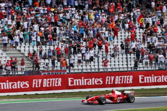 Mick Schumacher (GER) Ferrari Test Driver in the Ferrari F2003-GA driven by his father Michael Schumacher.
27.07.2019. Formula 1 World Championship, Rd 11, German Grand Prix, Hockenheim, Germany, Qualifying Day.
- www.xpbimages.com, EMail: requests@xpbimages.com - copy of publication required for printed pictures. Every used picture is fee-liable. © Copyright: Bearne / XPB Images