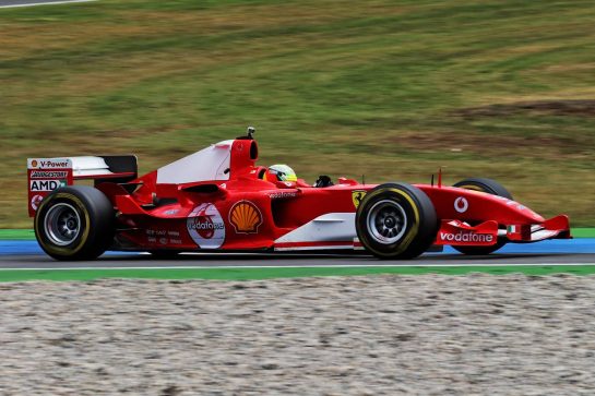 Mick Schumacher (GER) Ferrari Test Driver in the Ferrari F2003-GA driven by his father Michael Schumacher.
27.07.2019. Formula 1 World Championship, Rd 11, German Grand Prix, Hockenheim, Germany, Qualifying Day.
- www.xpbimages.com, EMail: requests@xpbimages.com - copy of publication required for printed pictures. Every used picture is fee-liable. © Copyright: Bearne / XPB Images
