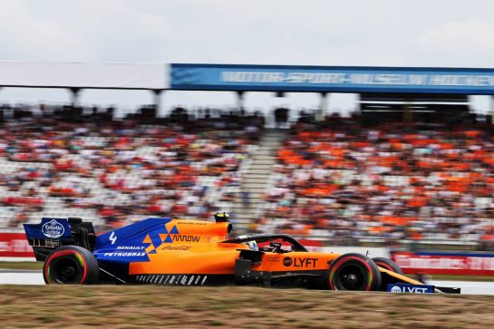 Lando Norris (GBR) McLaren MCL34.
27.07.2019. Formula 1 World Championship, Rd 11, German Grand Prix, Hockenheim, Germany, Qualifying Day.
- www.xpbimages.com, EMail: requests@xpbimages.com - copy of publication required for printed pictures. Every used picture is fee-liable. © Copyright: Moy / XPB Images