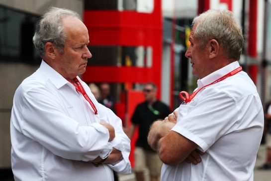 (L to R): Jerome Stoll (FRA) Renault Sport F1 President with Dr Helmut Marko (AUT) Red Bull Motorsport Consultant.
28.07.2019. Formula 1 World Championship, Rd 11, German Grand Prix, Hockenheim, Germany, Race Day.
- www.xpbimages.com, EMail: requests@xpbimages.com - copy of publication required for printed pictures. Every used picture is fee-liable. © Copyright: Moy / XPB Images