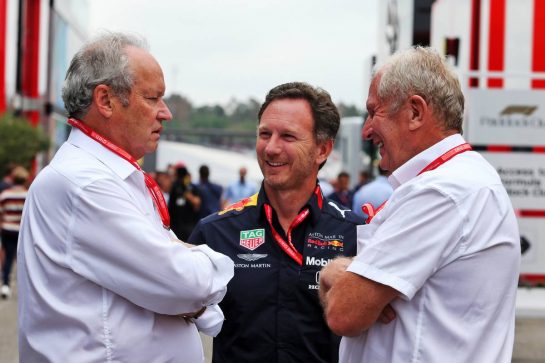 (L to R): Jerome Stoll (FRA) Renault Sport F1 President with Christian Horner (GBR) Red Bull Racing Team Principal and Dr Helmut Marko (AUT) Red Bull Motorsport Consultant.
28.07.2019. Formula 1 World Championship, Rd 11, German Grand Prix, Hockenheim, Germany, Race Day.
- www.xpbimages.com, EMail: requests@xpbimages.com - copy of publication required for printed pictures. Every used picture is fee-liable. © Copyright: Moy / XPB Images