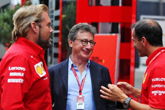(L to R): Gino Rosato (CDN) Ferrari; Louis Camilleri (ITA) Ferrari Chief Executive Officer; Marc Gene (ESP) Ferrari Test Driver.
28.07.2019. Formula 1 World Championship, Rd 11, German Grand Prix, Hockenheim, Germany, Race Day.
- www.xpbimages.com, EMail: requests@xpbimages.com - copy of publication required for printed pictures. Every used picture is fee-liable. © Copyright: Moy / XPB Images