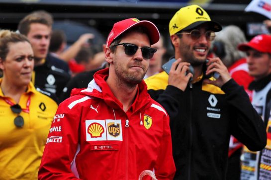 Sebastian Vettel (GER) Ferrari on the drivers parade.
28.07.2019. Formula 1 World Championship, Rd 11, German Grand Prix, Hockenheim, Germany, Race Day.
- www.xpbimages.com, EMail: requests@xpbimages.com - copy of publication required for printed pictures. Every used picture is fee-liable. © Copyright: Photo4 / XPB Images