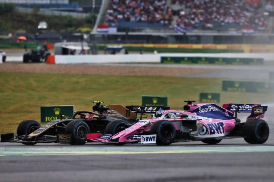(L to R): Kevin Magnussen (DEN) Haas VF-19 and Sergio Perez (MEX) Racing Point F1 Team RP19 battle for position.
28.07.2019. Formula 1 World Championship, Rd 11, German Grand Prix, Hockenheim, Germany, Race Day.
- www.xpbimages.com, EMail: requests@xpbimages.com - copy of publication required for printed pictures. Every used picture is fee-liable. © Copyright: Moy / XPB Images