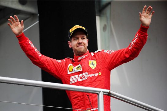 Sebastian Vettel (GER) Ferrari celebrates his second position on the podium.
28.07.2019. Formula 1 World Championship, Rd 11, German Grand Prix, Hockenheim, Germany, Race Day.
- www.xpbimages.com, EMail: requests@xpbimages.com - copy of publication required for printed pictures. Every used picture is fee-liable. © Copyright: Bearne / XPB Images