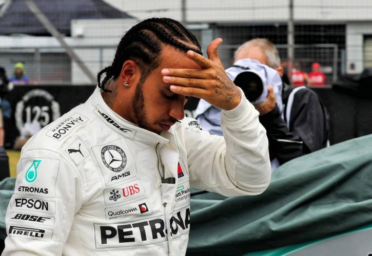Lewis Hamilton (GBR) Mercedes AMG F1 on the grid.