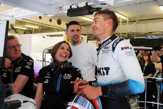 George Russell (GBR) Williams Racing with Claire Williams (GBR) Williams Racing Deputy Team Principal and Mike O'Driscoll (GBR) Williams Group CEO after qualifying.
03.08.2019. Formula 1 World Championship, Rd 12, Hungarian Grand Prix, Budapest, Hungary, Qualifying Day.
- www.xpbimages.com, EMail: requests@xpbimages.com - copy of publication required for printed pictures. Every used picture is fee-liable. © Copyright: Bearne / XPB Images