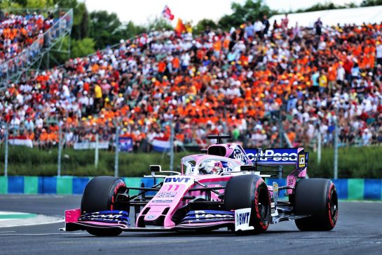 Sergio Perez (MEX) Racing Point F1 Team RP19.
04.08.2019. Formula 1 World Championship, Rd 12, Hungarian Grand Prix, Budapest, Hungary, Race Day.
 - www.xpbimages.com, EMail: requests@xpbimages.com - copy of publication required for printed pictures. Every used picture is fee-liable. © Copyright: Bearne / XPB Images
