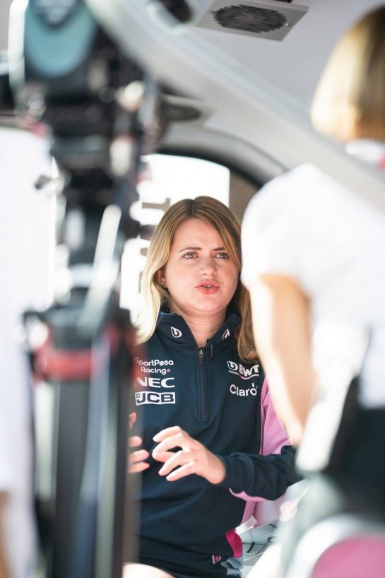 Bernadette Collins (GBR) Racing Point F1 Team Performance and Strategy Engineer.
29.08.2019. Formula 1 World Championship, Rd 13, Belgian Grand Prix, Spa Francorchamps, Belgium, Preparation Day.
- www.xpbimages.com, EMail: requests@xpbimages.com - copy of publication required for printed pictures. Every used picture is fee-liable. © Copyright: Price / XPB Images