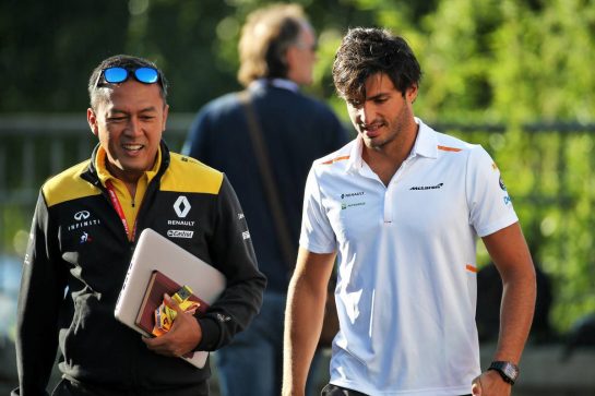 (L to R): Mia Sharizman (MAL) Renault Sport Academy Director with Carlos Sainz Jr (ESP) McLaren.
30.08.2019. Formula 1 World Championship, Rd 13, Belgian Grand Prix, Spa Francorchamps, Belgium, Practice Day.
- www.xpbimages.com, EMail: requests@xpbimages.com - copy of publication required for printed pictures. Every used picture is fee-liable. © Copyright: Batchelor / XPB Images