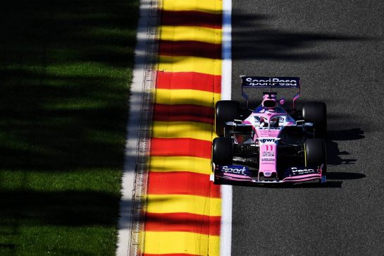 Sergio Perez (MEX) Racing Point F1 Team RP19.
30.08.2019. Formula 1 World Championship, Rd 13, Belgian Grand Prix, Spa Francorchamps, Belgium, Practice Day.
- www.xpbimages.com, EMail: requests@xpbimages.com - copy of publication required for printed pictures. Every used picture is fee-liable. © Copyright: Price / XPB Images