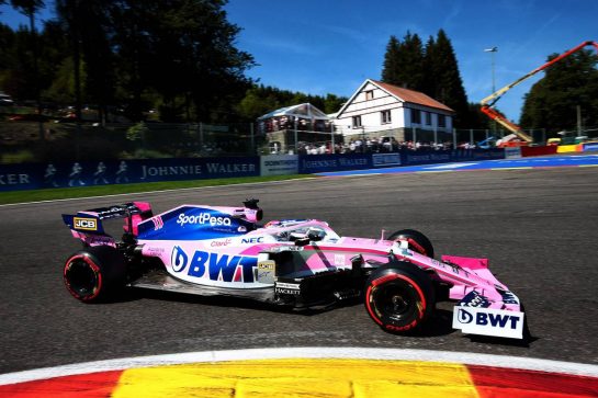 Sergio Perez (MEX) Racing Point F1 Team RP19.
31.08.2019. Formula 1 World Championship, Rd 13, Belgian Grand Prix, Spa Francorchamps, Belgium, Qualifying Day.
- www.xpbimages.com, EMail: requests@xpbimages.com - copy of publication required for printed pictures. Every used picture is fee-liable. © Copyright: Photo4 / XPB Images