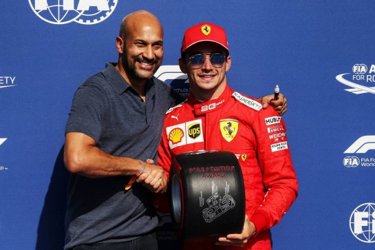 Charles Leclerc (MON) Ferrari receives the Pirelli Pole Position award.
31.08.2019. Formula 1 World Championship, Rd 13, Belgian Grand Prix, Spa Francorchamps, Belgium, Qualifying Day.
- www.xpbimages.com, EMail: requests@xpbimages.com - copy of publication required for printed pictures. Every used picture is fee-liable. © Copyright: Batchelor / XPB Images