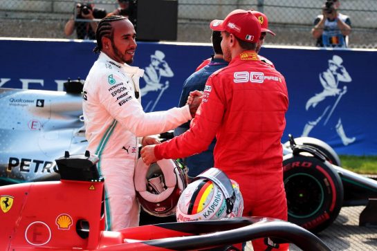 (L to R): Lewis Hamilton (GBR) Mercedes AMG F1 with Sebastian Vettel (GER) Ferrari in qualifying parc ferme.
31.08.2019. Formula 1 World Championship, Rd 13, Belgian Grand Prix, Spa Francorchamps, Belgium, Qualifying Day.
- www.xpbimages.com, EMail: requests@xpbimages.com - copy of publication required for printed pictures. Every used picture is fee-liable. © Copyright: Photo4 / XPB Images
