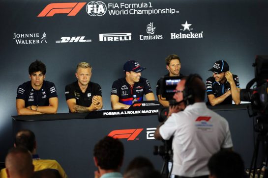 The FIA Press Conference (L to R): Lance Stroll (CDN) Racing Point F1 Team; Kevin Magnussen (DEN) Haas F1 Team; Daniil Kvyat (RUS) Scuderia Toro Rosso; Romain Grosjean (FRA) Haas F1 Team; Robert Kubica (POL) Williams Racing.
01.08.2019. Formula 1 World Championship, Rd 12, Hungarian Grand Prix, Budapest, Hungary, Preparation Day.
- www.xpbimages.com, EMail: requests@xpbimages.com - copy of publication required for printed pictures. Every used picture is fee-liable. © Copyright: Bearne / XPB Images