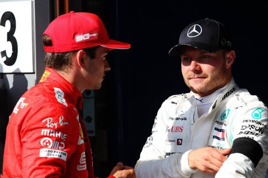 (L to R): race winner Charles Leclerc (MON) Ferrari with third placed Valtteri Bottas (FIN) Mercedes AMG F1 in parc ferme.
01.09.2019. Formula 1 World Championship, Rd 13, Belgian Grand Prix, Spa Francorchamps, Belgium, Race Day.
- www.xpbimages.com, EMail: requests@xpbimages.com - copy of publication required for printed pictures. Every used picture is fee-liable. © Copyright: Charniaux / XPB Images