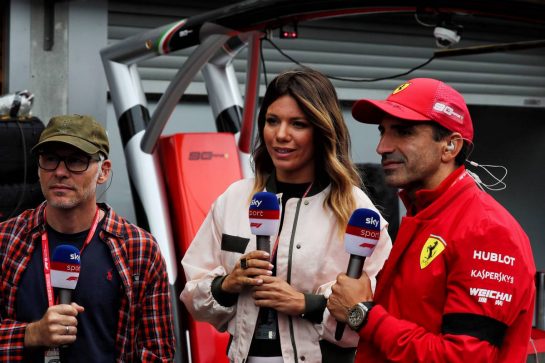 (L to R): Jacques Villeneuve (CDN) with Federica Masolin (ITA) Sky F1 Italia Presenter and Marc Gene (ESP) Ferrari Test Driver.
01.09.2019. Formula 1 World Championship, Rd 13, Belgian Grand Prix, Spa Francorchamps, Belgium, Race Day.
- www.xpbimages.com, EMail: requests@xpbimages.com - copy of publication required for printed pictures. Every used picture is fee-liable. © Copyright: Photo4 / XPB Images