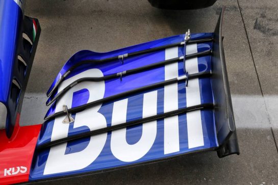 Scuderia Toro Rosso STR14 front wing with new top element.
05.09.2019. Formula 1 World Championship, Rd 14, Italian Grand Prix, Monza, Italy, Preparation Day.
- www.xpbimages.com, EMail: requests@xpbimages.com - copy of publication required for printed pictures. Every used picture is fee-liable. © Copyright: Batchelor / XPB Images