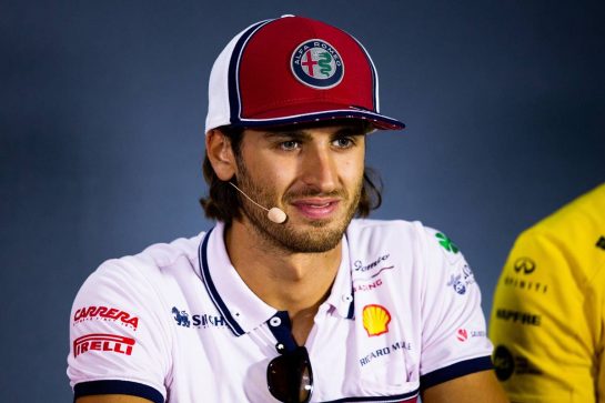 Antonio Giovinazzi (ITA) Alfa Romeo Racing in the FIA Press Conference.
05.09.2019. Formula 1 World Championship, Rd 14, Italian Grand Prix, Monza, Italy, Preparation Day.
- www.xpbimages.com, EMail: requests@xpbimages.com - copy of publication required for printed pictures. Every used picture is fee-liable. © Copyright: Filipe / XPB Images