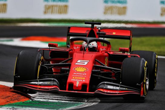 Sebastian Vettel (GER) Ferrari SF90.
06.09.2019. Formula 1 World Championship, Rd 14, Italian Grand Prix, Monza, Italy, Practice Day.
- www.xpbimages.com, EMail: requests@xpbimages.com - copy of publication required for printed pictures. Every used picture is fee-liable. © Copyright: Moy / XPB Images
