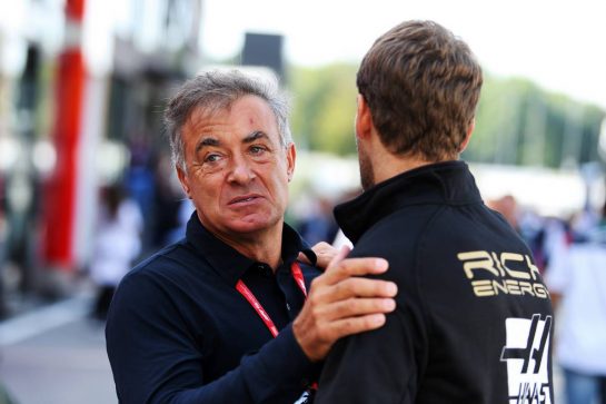 (L to R): Jean Alesi (FRA) with Romain Grosjean (FRA) Haas F1 Team.
07.09.2019. Formula 1 World Championship, Rd 14, Italian Grand Prix, Monza, Italy, Qualifying Day.
- www.xpbimages.com, EMail: requests@xpbimages.com - copy of publication required for printed pictures. Every used picture is fee-liable. © Copyright: Moy / XPB Images