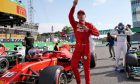 Charles Leclerc (MON) Ferrari SF90 celebrates his pole position in qualifying parc ferme.