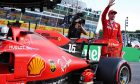 Charles Leclerc (MON) Ferrari SF90 celebrates his pole position in qualifying parc ferme.