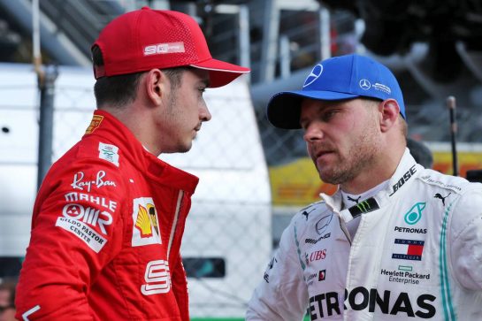 (L to R): Charles Leclerc (MON) Ferrari in qualifying parc ferme with Valtteri Bottas (FIN) Mercedes AMG F1.
07.09.2019. Formula 1 World Championship, Rd 14, Italian Grand Prix, Monza, Italy, Qualifying Day.
- www.xpbimages.com, EMail: requests@xpbimages.com - copy of publication required for printed pictures. Every used picture is fee-liable. © Copyright: Batchelor / XPB Images
