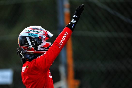 Charles Leclerc (MON) Ferrari celebrates his pole position in qualifying parc ferme.
07.09.2019. Formula 1 World Championship, Rd 14, Italian Grand Prix, Monza, Italy, Qualifying Day.
- www.xpbimages.com, EMail: requests@xpbimages.com - copy of publication required for printed pictures. Every used picture is fee-liable. © Copyright: Filipe / XPB Images