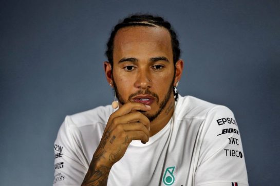 Lewis Hamilton (GBR) Mercedes AMG F1 in the post qualifying FIA Press Conference.
07.09.2019. Formula 1 World Championship, Rd 14, Italian Grand Prix, Monza, Italy, Qualifying Day.
- www.xpbimages.com, EMail: requests@xpbimages.com - copy of publication required for printed pictures. Every used picture is fee-liable. © Copyright: Filipe / XPB Images