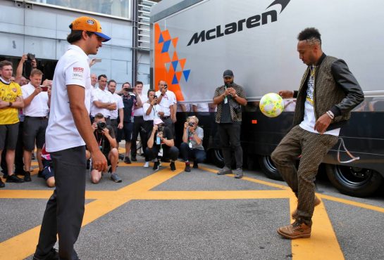 Pierre-Emerick Aubameyang (GAB) Arsenal Football Player with Carlos Sainz Jr (ESP) McLaren.
07.09.2019. Formula 1 World Championship, Rd 14, Italian Grand Prix, Monza, Italy, Qualifying Day.
- www.xpbimages.com, EMail: requests@xpbimages.com - copy of publication required for printed pictures. Every used picture is fee-liable. © Copyright: Batchelor / XPB Images