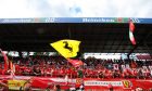 Italian Grand Prix circuit atmosphere - Ferrari fans in the grandstand.
