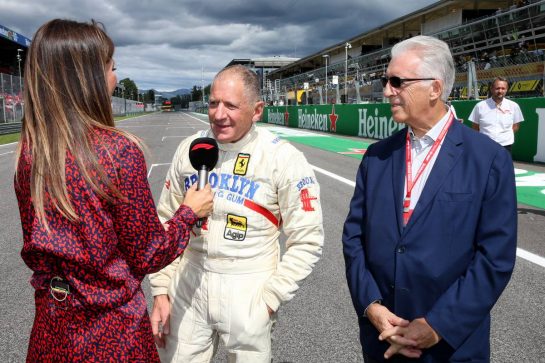 (L to R): Federica Masolin (ITA) Sky F1 Italia Presenter with Jody Scheckter (RSA) and Piero Ferrari (ITA) Ferrari Vice-President.
08.09.2019. Formula 1 World Championship, Rd 14, Italian Grand Prix, Monza, Italy, Race Day.
- www.xpbimages.com, EMail: requests@xpbimages.com - copy of publication required for printed pictures. Every used picture is fee-liable. © Copyright: Batchelor / XPB Images