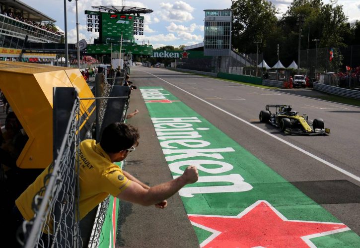 Daniel Ricciardo (AUS) crosses the line in fourth place at the end of the 2019 Italian Grand Prix.