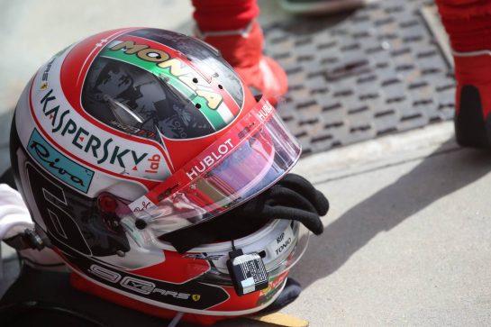 Charles Leclerc (MON) Ferrari SF90 helmet.
08.09.2019. Formula 1 World Championship, Rd 14, Italian Grand Prix, Monza, Italy, Race Day.
- www.xpbimages.com, EMail: requests@xpbimages.com - copy of publication required for printed pictures. Every used picture is fee-liable. © Copyright: Batchelor / XPB Images