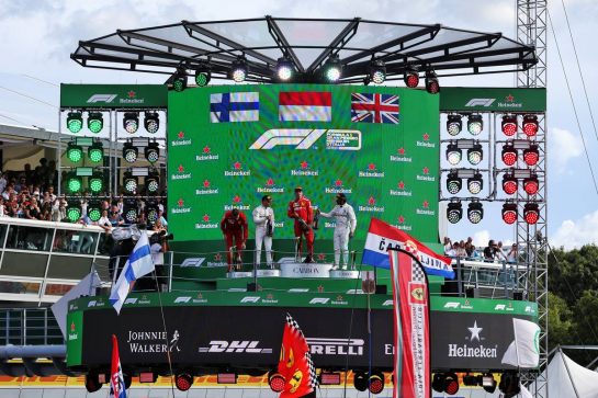 The podium (L to R): Valtteri Bottas (FIN) Mercedes AMG F1, second; Charles Leclerc (MON) Ferrari, race winner; Lewis Hamilton (GBR) Mercedes AMG F1 third.
08.09.2019. Formula 1 World Championship, Rd 14, Italian Grand Prix, Monza, Italy, Race Day.
- www.xpbimages.com, EMail: requests@xpbimages.com - copy of publication required for printed pictures. Every used picture is fee-liable. © Copyright: Moy / XPB Images