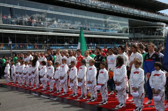 The Drivers during the Italian National Anthem.
08.09.2019. Formula 1 World Championship, Rd 14, Italian Grand Prix, Monza, Italy, Race Day.
- www.xpbimages.com, EMail: requests@xpbimages.com - copy of publication required for printed pictures. Every used picture is fee-liable. © Copyright: Batchelor / XPB Images